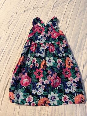 Gymboree Blue Floral Sleeveless Sundress with Pink & Teal Accents